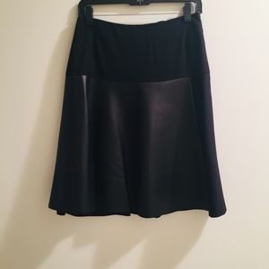 AKRIS LAMB NAPPA LEATHER/WOOL SKIRT